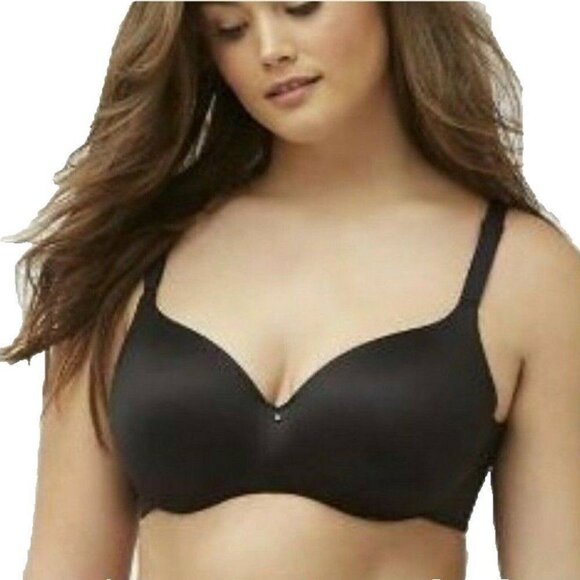 Lane Bryant Cacique Bra Backsmoother Lightly Lined Balconette Size 40F Black - Picture 2 of 8